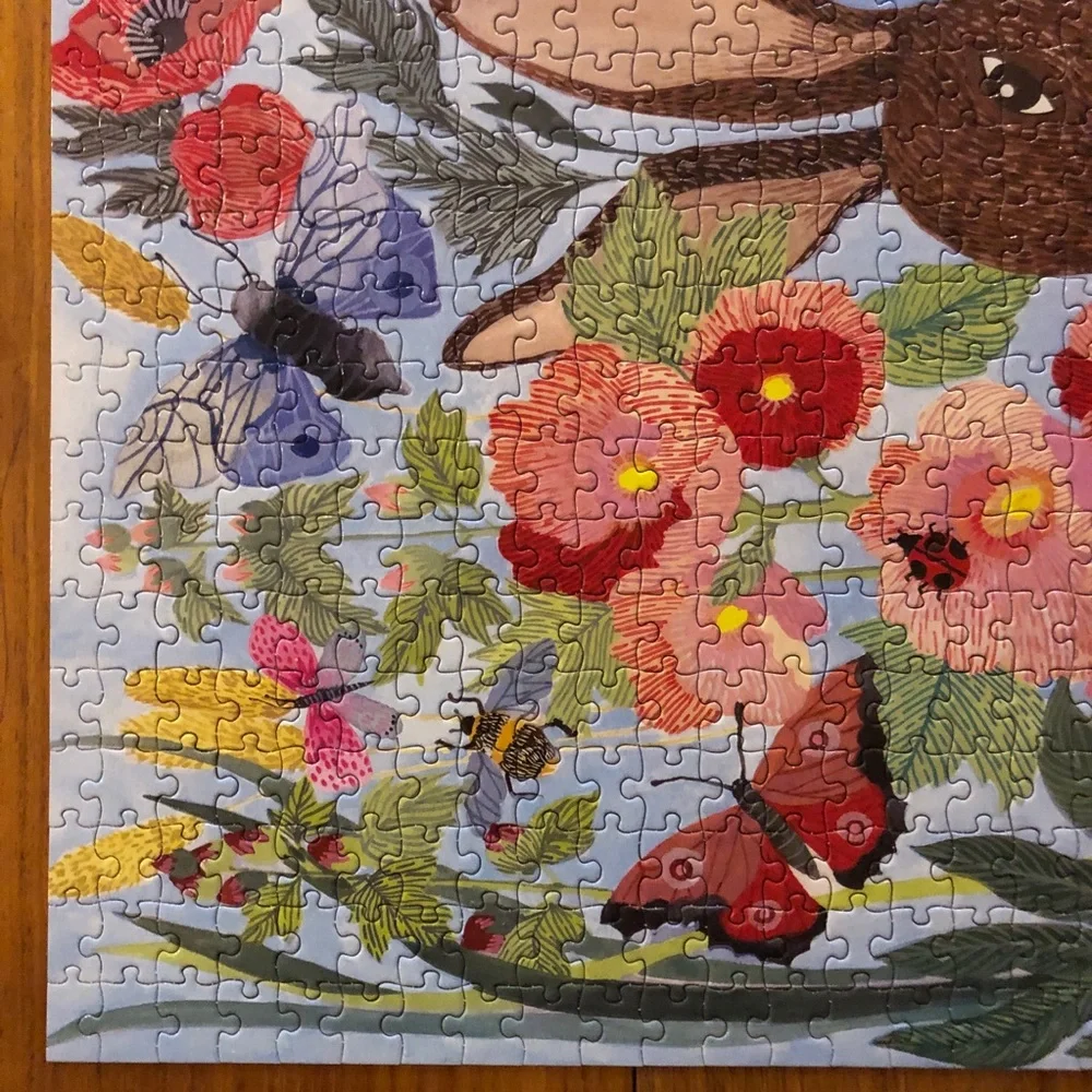Eeboo Poppy Bunny 1000 Piece Floral Rabbit Jigsaw Puzzle Spring Illustration - Picture 4 of 4